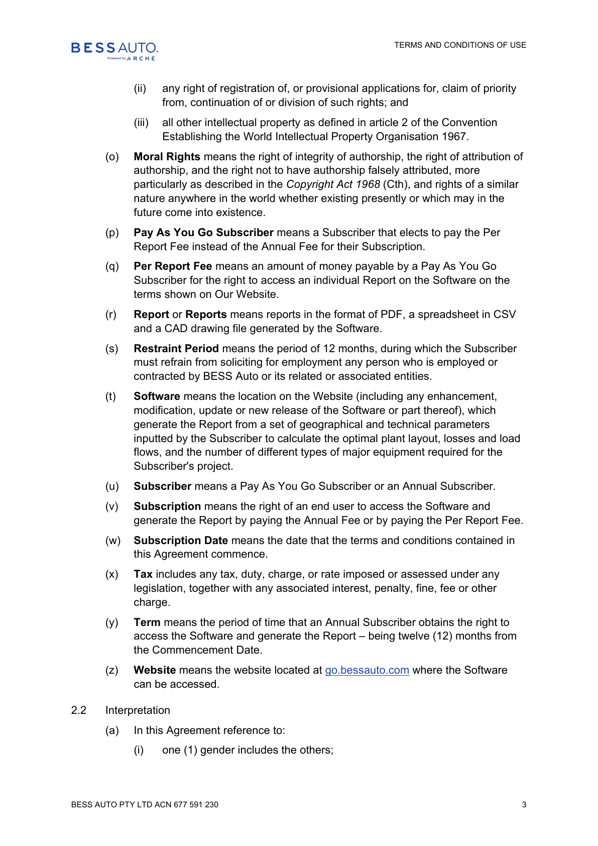 BESS Auto Terms and Conditions - page 3 of 12
