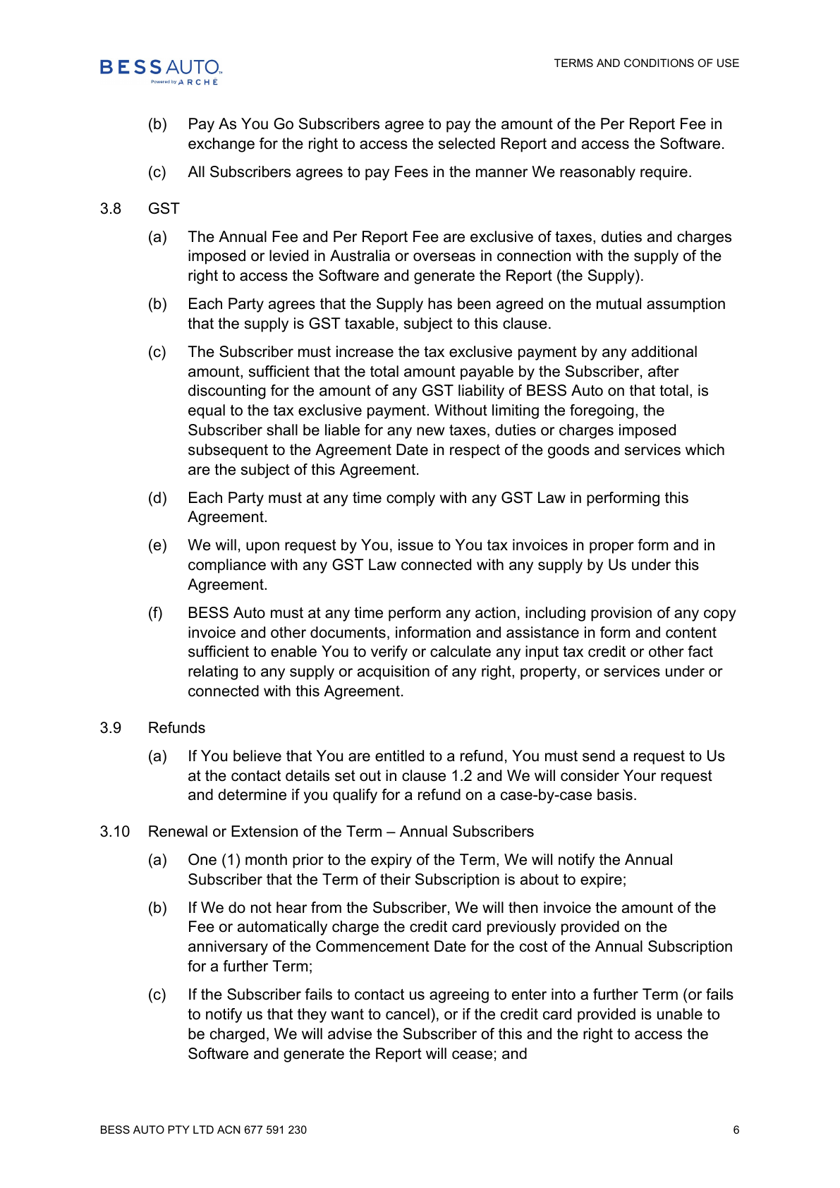 BESS Auto Terms and Conditions - page 6 of 12